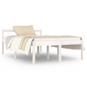 Cama para idosos em madeira maciça de pinho branco 120x190 cm H