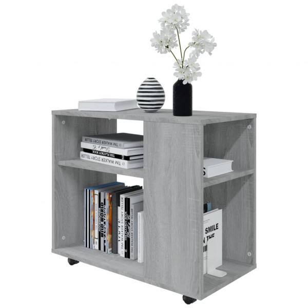 Mesa auxiliar madera contrachapada gris Sonoma 70x35x55 cm M 4