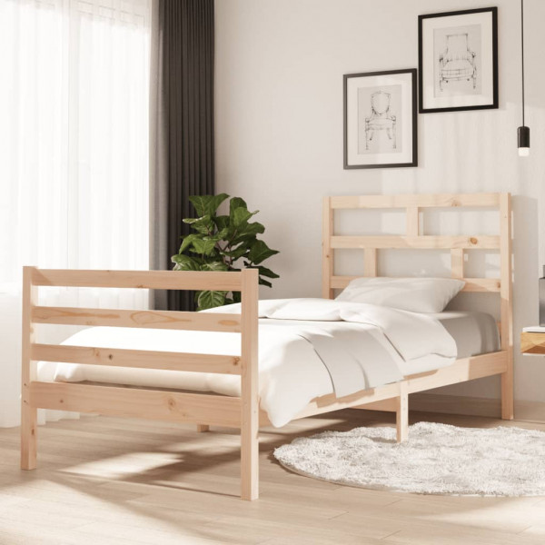 Estructura de cama madera maciza 90x200 cm D