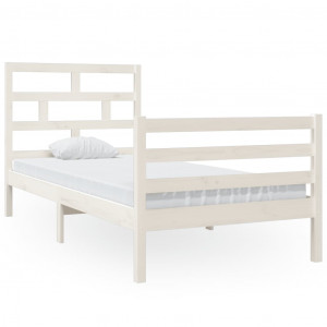 Estrutura de cama 90x200 cm madeira de pinho maciça branco H
