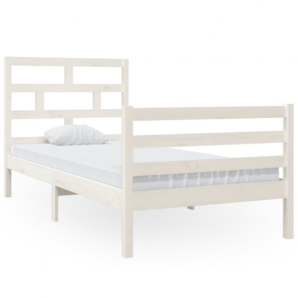 Estrutura de cama 90x200 cm madeira de pinho maciça branco M 2