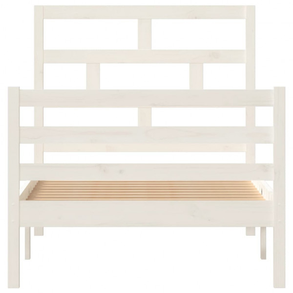 Estrutura de cama 90x200 cm madeira de pinho maciça branco M 4