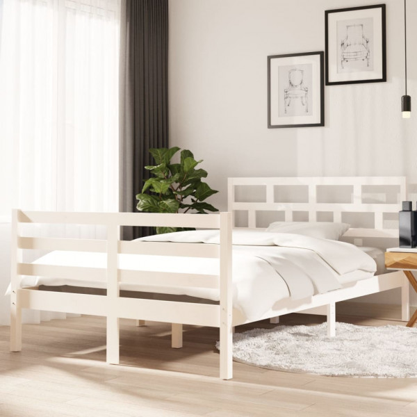 Estructura de cama madera maciza de pino blanco 120x200 cm D