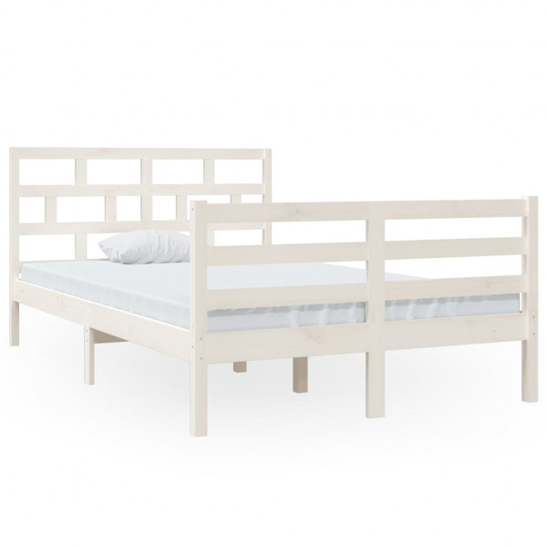 Estrutura de cama 120x200 cm madeira de pinho maciça branco M 2