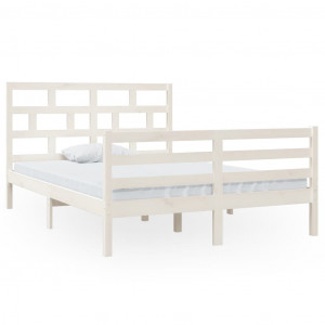 Estructura de cama de madera maciza de pino blanco 140x200 cm H