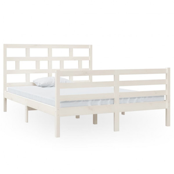 Estructura de cama de madera maciza de pino blanco 140x200 cm M 2