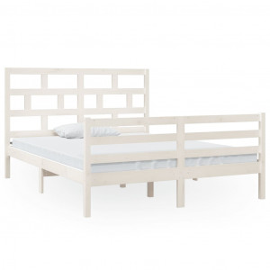 Estructura de cama King Size madera maciza blanco 150x200 cm H