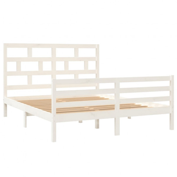 Estrutura de cama king 150x200 cm madeira maciça branco M 3