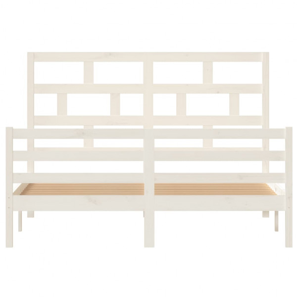 Estructura de cama King Size madera maciza blanco 150x200 cm M 4
