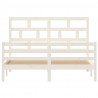 Estrutura de cama king 150x200 cm madeira maciça branco 4