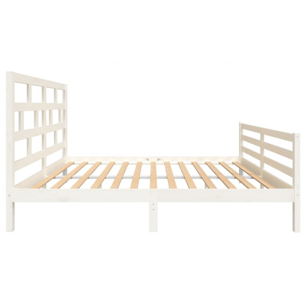 Estructura de cama King Size madera maciza blanco 150x200 cm M 5