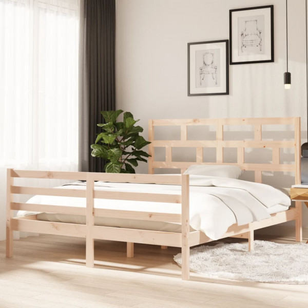 Estructura de cama de madera maciza de pino 160x200 cm D