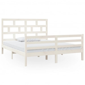 Estrutura de cama 160x200 cm madeira de pinho maciça branco H
