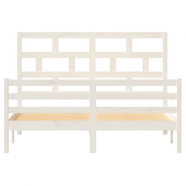 Estructura de cama de madera maciza de pino blanca 160x200 cm M 4