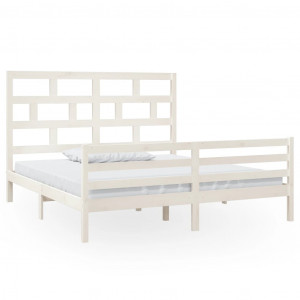 Estrutura de cama super king pinho maciço 180x200 cm branco H