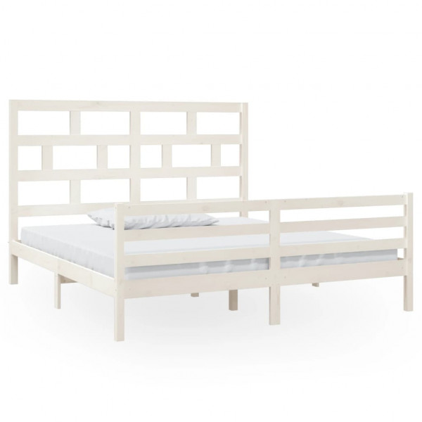 Estructura de cama de madera maciza blanca 180x200 cm M 2