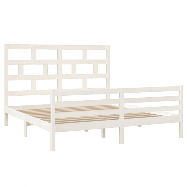 Estructura de cama de madera maciza blanca 180x200 cm M 3