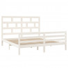 Estructura de cama de madera maciza blanca 180x200 cm 3