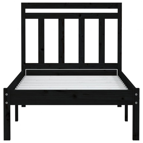 Estructura de cama individual madera maciza negro 75x190 cm M 4