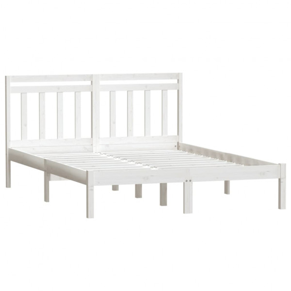 Estructura de cama doble madera maciza blanca 135x190 cm M 3