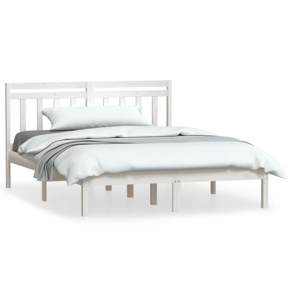 Estrutura de cama de madeira maciça de pinho branco 140x190 cm M 2
