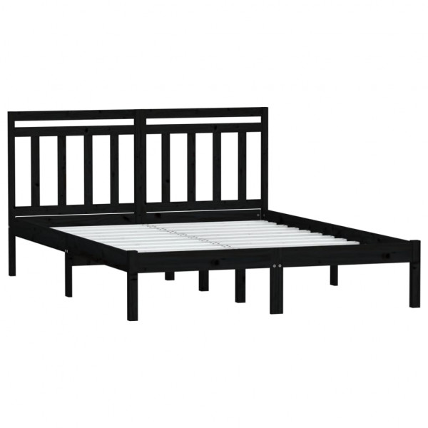 Estructura de cama de madera maciza de pino negro 140x190 cm M 3