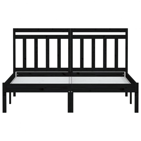 Estrutura de cama 140x190 cm madeira de pinho maciça preto M 4