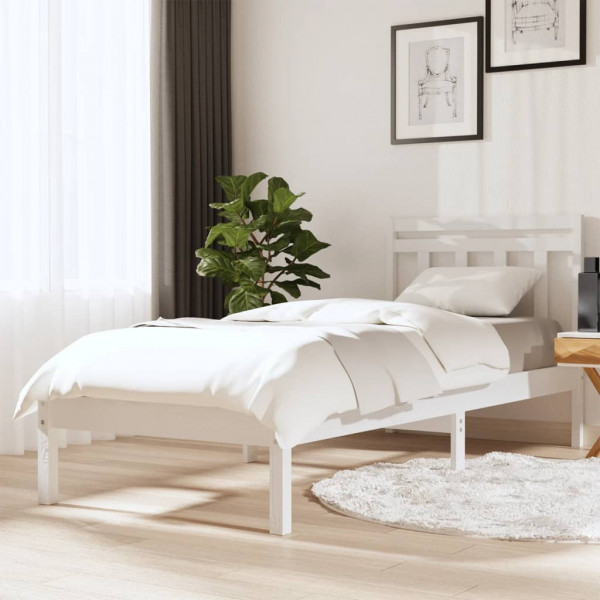 Estructura de cama madera maciza de pino blanco 100x200 cm D