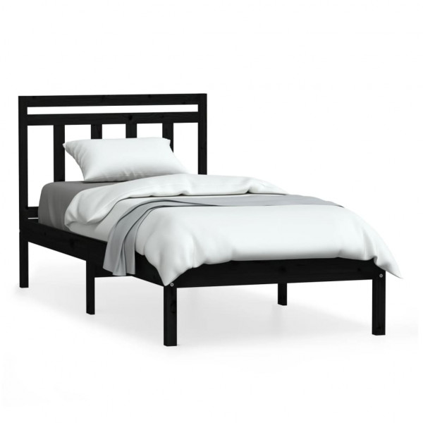 Estructura de cama madera maciza de pino negro 100x200 cm M 2