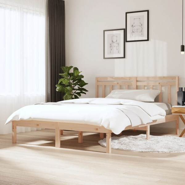 Estructura de cama madera maciza de pino 140x200 cm D