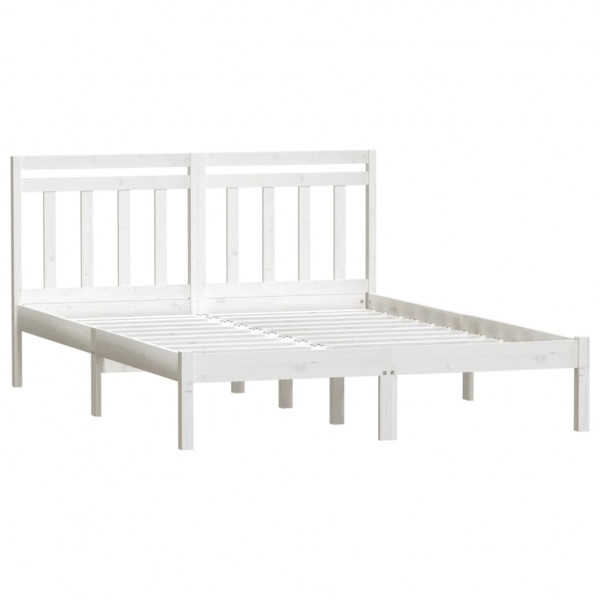 Estructura de cama madera maciza tamaño king blanca 150x200 cm M 3