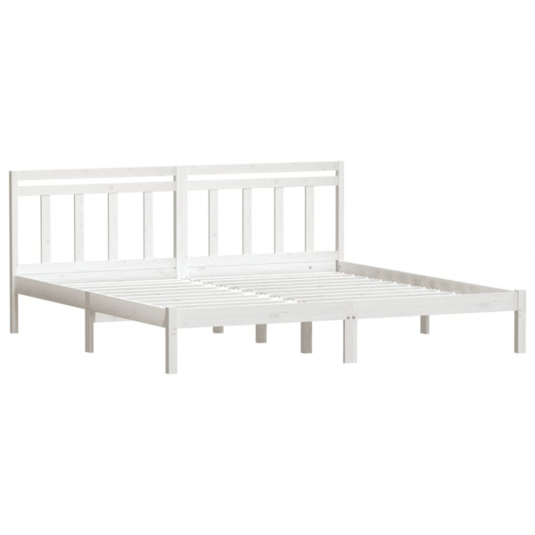 Estructura de cama de matrimonio madera maciza blanca 180x200cm M 3