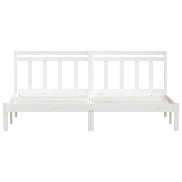 Estructura de cama de matrimonio madera maciza blanca 180x200cm M 4