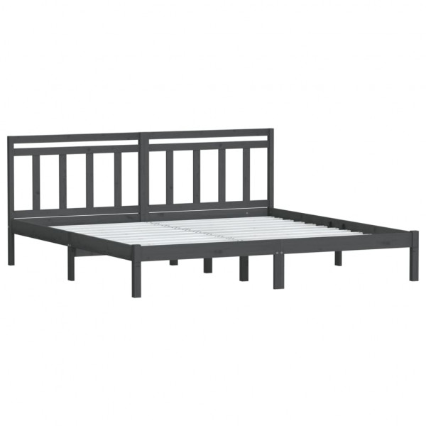 Estructura de cama de madera maciza de pino gris 200x200 cm M 3