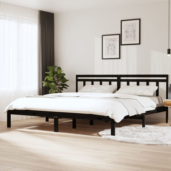 Estructura de cama de madera maciza de pino negro 200x200 cm D