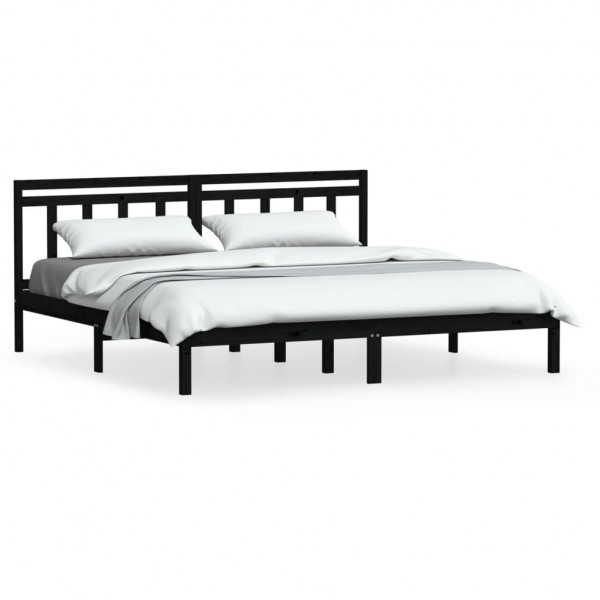 Estructura de cama de madera maciza de pino negro 200x200 cm M 2
