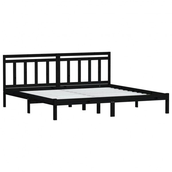 Estructura de cama de madera maciza de pino negro 200x200 cm M 3