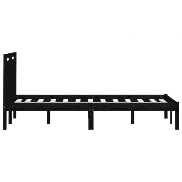 Estrutura de cama 200x200 cm pinho maciço preto M 5