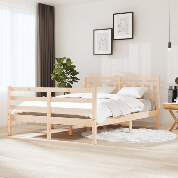 Estructura de cama doble de madera maciza 4FT6 135x190 cm D