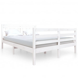 Estructura de cama de madera maciza blanca 140x190 cm H