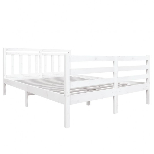 Estructura de cama de madera maciza blanca 140x190 cm M 3