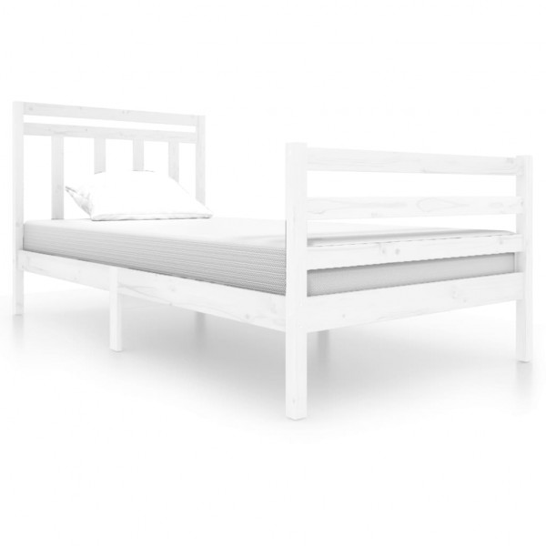 Estrutura de cama 100x200 cm madeira maciça branco M 2