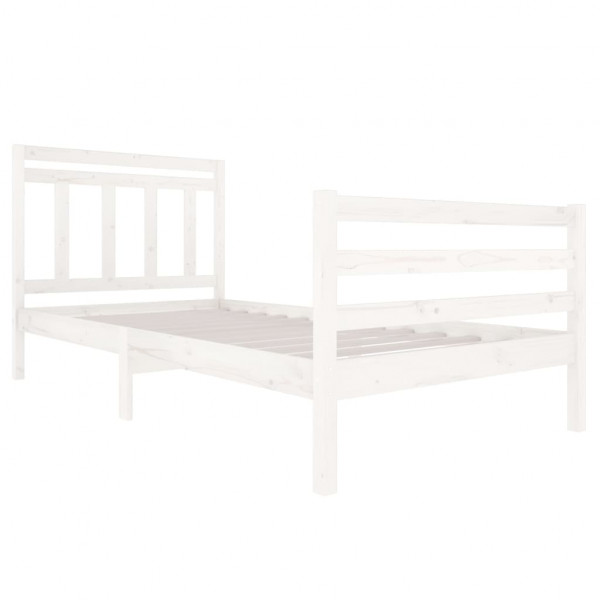 Estrutura de cama 100x200 cm madeira maciça branco M 3