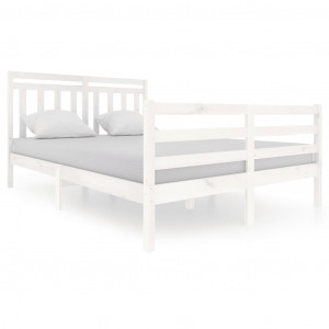 Estructura de cama de madera maciza blanca 140x200 cm H