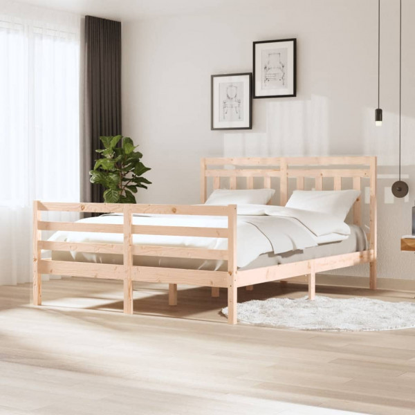 Estructura de cama de madera maciza 160x200 cm D