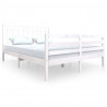 Estructura de cama de madera maciza blanca 160x200 cm 2