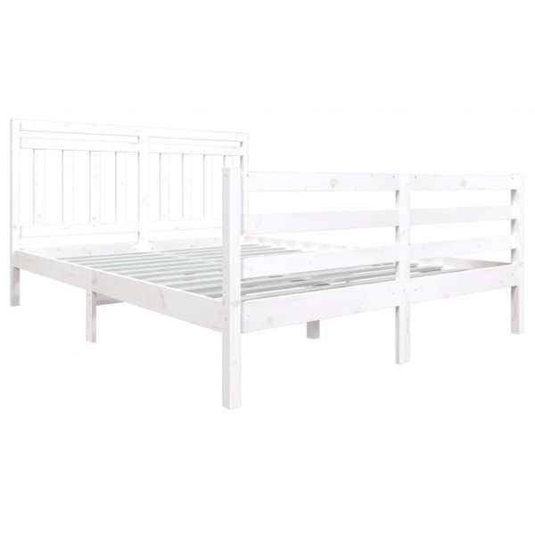 Estructura de cama de madera maciza blanca 160x200 cm M 3