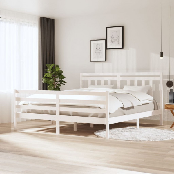 Estructura de cama madera maciza blanca super king 180x200cm D