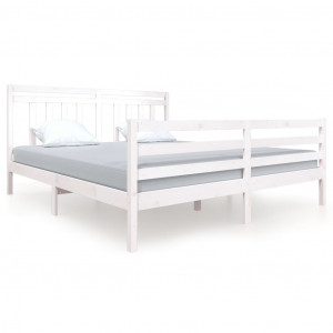 Estrutura de cama super king em madeira maciça branca 180x200cm H