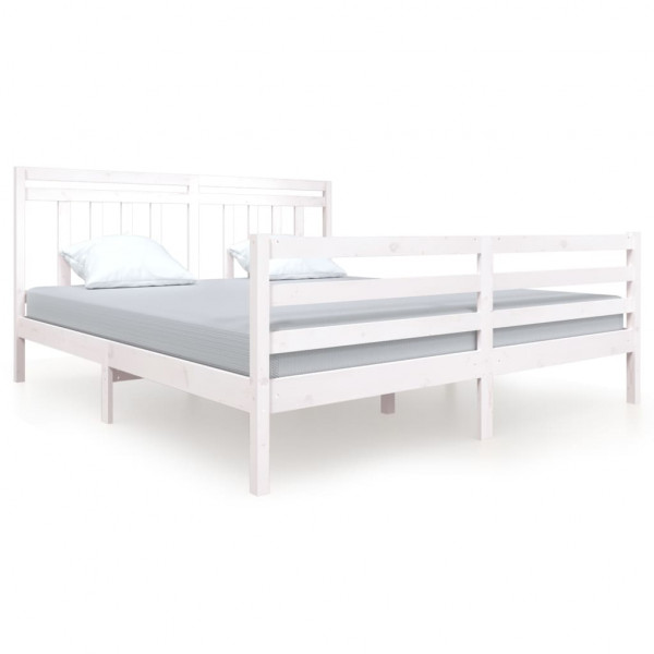 Estrutura de cama super king em madeira maciça branca 180x200cm M 2